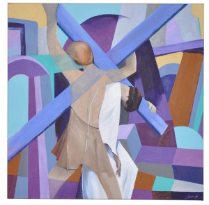 Jesus is Helped by Simon the Cyrenian to Carry the Cross. Judy Currier