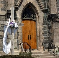 Front door and cross
