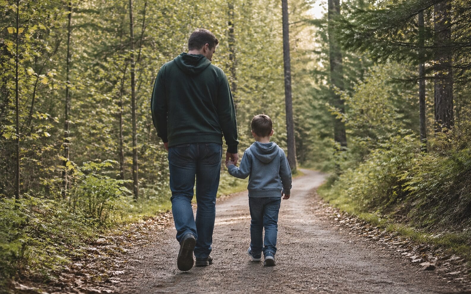 Father and Son, walking together.